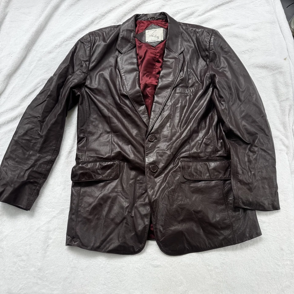 Chaqueta Blazer De Colección John Weitz Para Hombre 44 Alto Cuero Marrón 2 Botones Forrada Años 90 Foto 1 de 4
