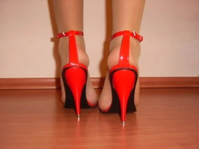 Promotion Handmade lack sandalen rot heels 12cm new  Bolingier POLAND size 42-47 - Bild 1 von 2