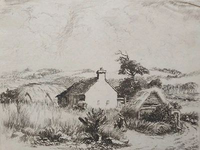 Gravure orig Webster Herman Armour sign Bretagne Paysage Ferme Bretonne 1939 - Photo 1/3