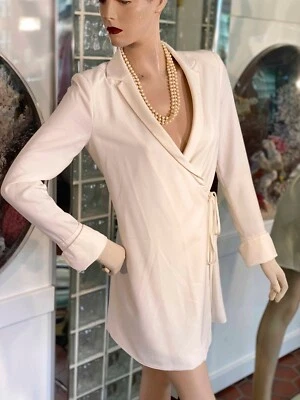 Chaqueta Blazer Larga Marfil Mujer Talla S Completamente Forrada Clásica Tendencia Foto 1 de 4