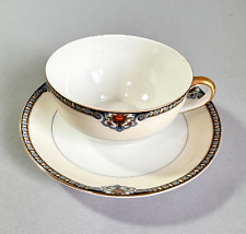 VTG Shirley Noritake Japan Porcelain Blue Black Gold Trim Cup & Saucer Set