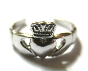 Large Solid 9ct 9k White Gold Irish Claddagh Toe Ring *Free Express Post In Oz* - Picture 1 of 3