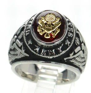 Made in USA Men's US Army Rhodium Plated Military Ring Size-10 ' - Picture 1 of 3