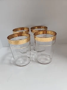 4 Glaswaren mit Goldbesatz und Blumenband 8 Oz eingestellt von STETSON # STT57 - Bild 1 von 11