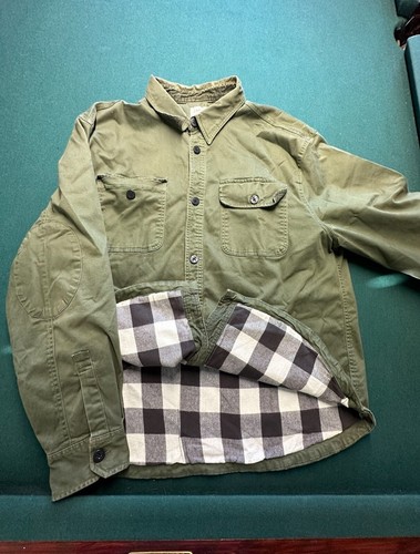 VETEMENTS Giacca Jachs Field oliva militare flanella foderata cappotto shacket ancoraggio bottone