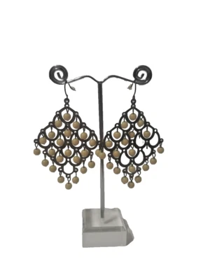 Pendientes perforados araña vintage gancho cuentas latón 3 pulgadas Foto 1 de 4