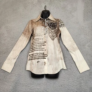 ROAR Women's Size M Fleur De Lis Cross Button Down Western Embellished Shirt - Picture 1 of 21