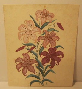 Bellissimo dipinto natura morta acquerello metà secolo GIGLI con iniziali "FB" 1950!!! - Foto 1 di 4