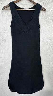 Athleta Dress S Black Crochet Knit Swim Cover Boho Coastal Resort Beachy Minimal - Image 1 of 4