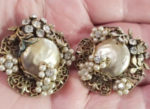 Orecchini Imitazione Strass Perla Clip On Vintage Gioielli Regalo di Natale LEGGERE - Foto 1 di 4