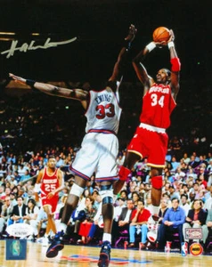 Hakeem Olajuwon Houston Rockets Autographed 8x10 V. Ewing Photo- JSA W *Silver - Picture 1 of 7