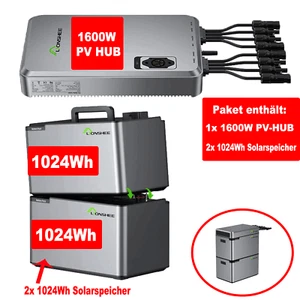 Batteriespeicher 2048Wh Solarspeicher Photovoltaik Batterie+1600W PV HUB(0% Mwst - Bild 1 von 19