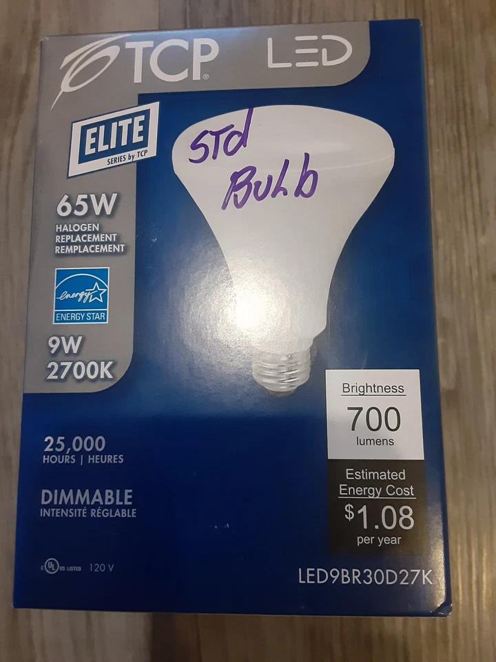 TCP LED BR30 9 Watt 65W Equal -700 Lumens - 2700K Energy Star bulb Dimmable - Image 1 of 1