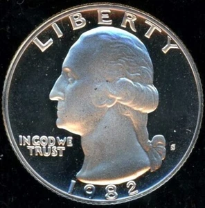 1982-S FROSTED GEM PROOF WASHINGTON QUARTER FREE SHIPPING #24795 - Picture 1 of 2