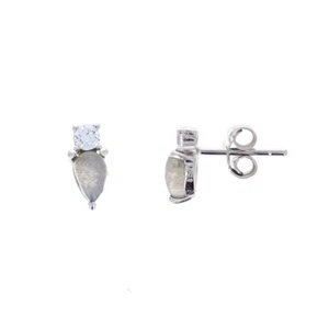Mini Abstract Labradorite Studs Sterling Silver Tiny Earrings Dainty 8mm - Picture 1 of 4