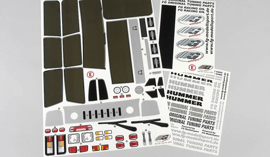 Dekorbogen Modell-Aufkleber für Hummer H2 Set Karosserie 1/6 FG 30155 - Bild 1 von 1