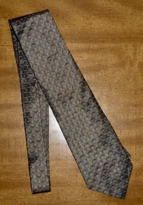 CORBATA LOUIS ROTH 100% SEDA PARA HOMBRE - ESTAMPADO GEOMÉTRICO MARRÓN/AZUL BRILLANTE  Foto 1 de 2