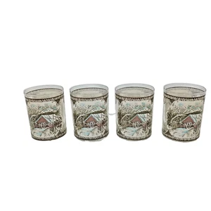 Johnson Bros Friendly Village Covered Bridge Glass Tumblers 4-pc set - 4" tall - Picture 1 of 3
