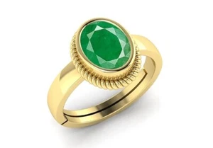 11.00 Ratti 11.25 Carat Natural Certified Emerald Panna Gemstone Adjustable Ring - Picture 1 of 5