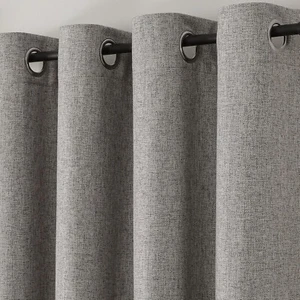 Blackout Linen Textured Curtains 2 Panels Set, Grommet Curtains 96 Inches Long f - Picture 1 of 6