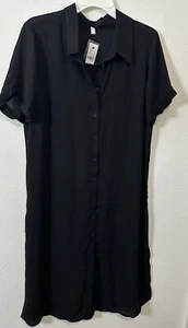 Lane Bryant Short Sleeve Black Button Up T Shirt Dress Size 10/12 - Picture 1 of 9
