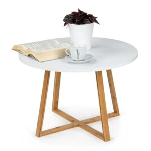 New Round Coffee Table Wooden End Table Modern Sofa Side Table for Living Room - Picture 1 of 4