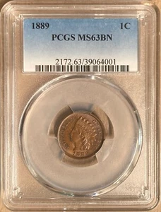 1889 PCGS MS63BN Indian Head Cent 1c - Bild 1 von 2