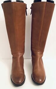 Cole Haan Brown Leather Tall Riding Boots Side Zipper Low Heels Woman's Size 7