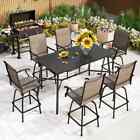 7-piece Patio Furniture Set Outdoor Bar Stool Set Dining Table & Swivel Chairs
