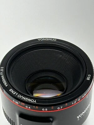 Lente de enfoque automático YONGNUO 50 mm F1,8 Mark II para cámaras réflex digitales rebeldes con montaje EF Canon Foto 1 de 4