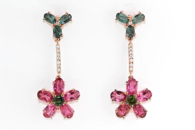 Серьги с турмалином/белым топазом - Изображение 1 из 4