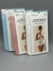 Lot 3 Pair 1998 Vintage Jockey Classics Cotton Briefs NOS 10-TG3 pink blue white - Picture 1 of 7