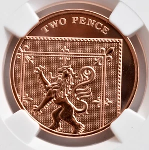 2017 Shield 2p Two Pence NGC MS69 RD DPL Great Britain Coin UK Top Pop - Picture 1 of 3