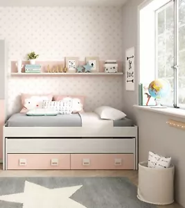 Cama Nido Nube con Estantería habitación Infantil Juvenil Color Blanco Alpes y R - Imagen 1 de 8