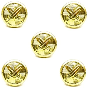 5x CZECHOSLOVAK ARMY PINS GOLD BUTTONS MILITARY CROSSED SWORDS 15MM - Picture 1 of 2