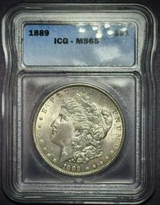 1889 Morgan Silver Dollar - ICG MS65 - Picture 1 of 6