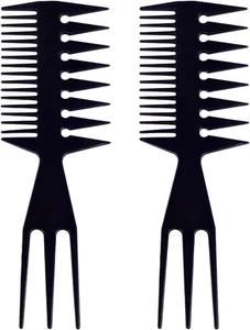 Set Di 2 Pettine 3 in 1, Pettine Capelli Uomo, Pettine Denti Larghi Set, Distric - Foto 1 di 13