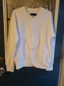 Men's Rag & Bone Crewneck Sweatshirt Applique Peace Sign - Picture 1 of 7