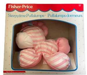 Peluche Fisher Price vintage 1991 PUFFALUMPS SLEEPY TIME zebra pony stelle strisce rosa - Foto 1 di 5