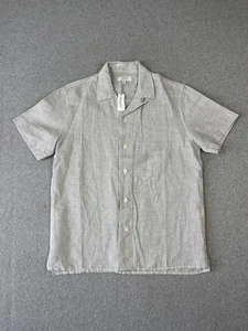 Banana Republic Shirt Mens S White Stripe Linen Blend Loop Collar Button Up - Picture 1 of 8