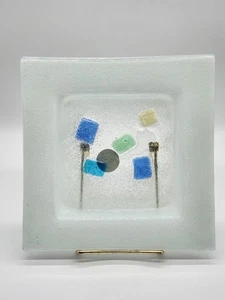 Fucina Del Vetro Fused Glass Trinket Dish Decorative Tray Murano Venezia 7.5" - Picture 1 of 9