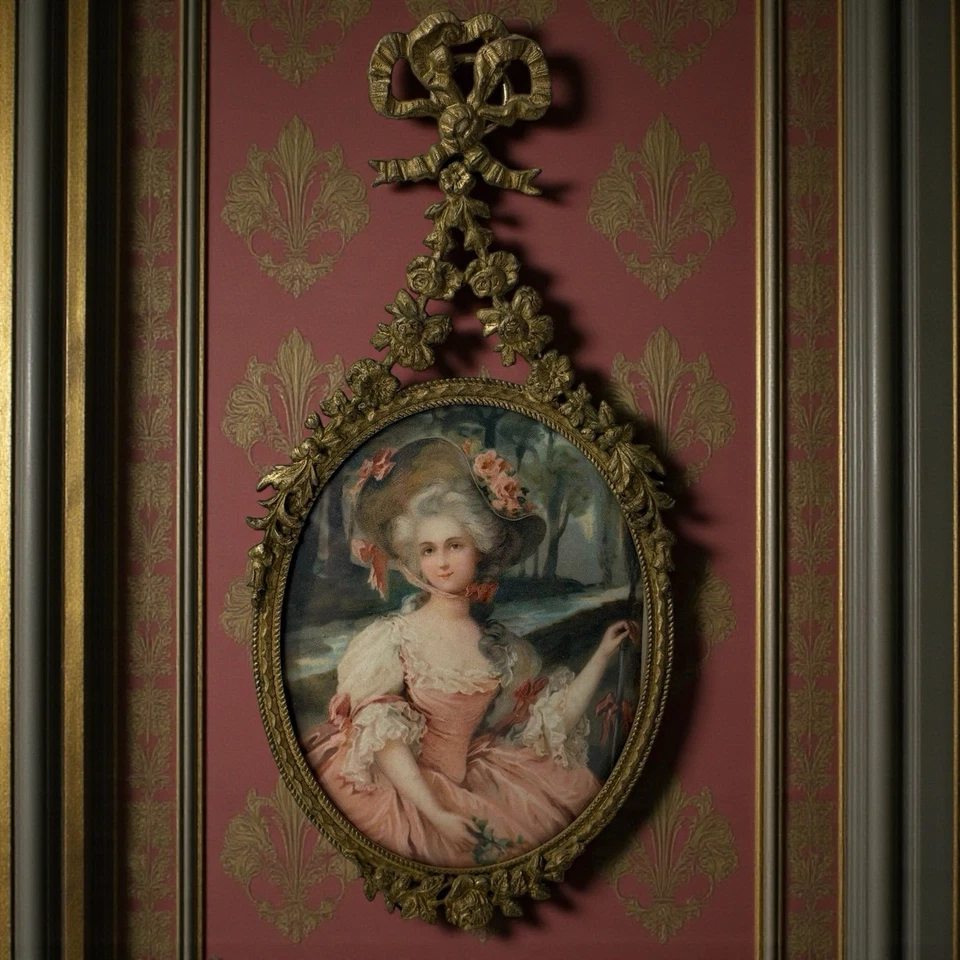 Antiguo marco de fotos ovalado de latón Stern Brothers New York colgante floral Foto 1 de 4