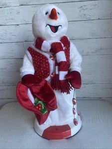 Animated Dancing Gemmy Spinning Red Peppermint Twist Christmas Snowman 18” READ - Foto 1 di 6