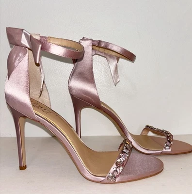 Jewel Badgley Mischka Pink Satin Sandals 9M - Image 1 of 4