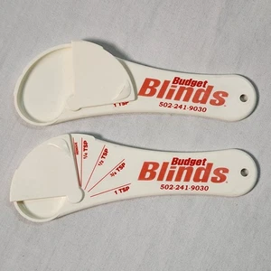 Vintage Adjustable 1 Tsp to 1/4 tsp Measuring Spoons Lot of 2 Budget Blinds Ads - Picture 1 of 5