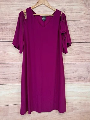 COCO BIANCO XL purple cold shoulder shift dress - Image 1 of 3