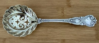 TIFFANY STERLING SAINT JAMES PATTERN 7" PIERCED SERVING SIFTER SPOON C. 1900 - Image 1 of 4