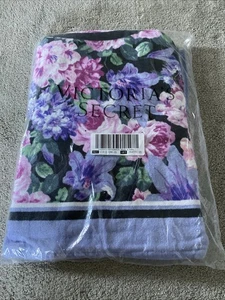 Victoria's Secret Swim Beach Towel Logo Terry Multicolor Floral Purple Pink New - Picture 1 of 6