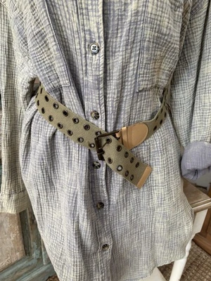 VTG Woven Belt with Double Grommets Olive M 37” - Image 1 of 4