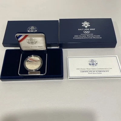 2002 P Winter Olympics Salt Lake City Proof Commem 90% Silver Dollar OGP US Coin - Image 1 of 4